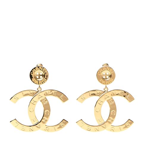 chanel metal cc paris button stud earrings gold|chanel earrings for women.